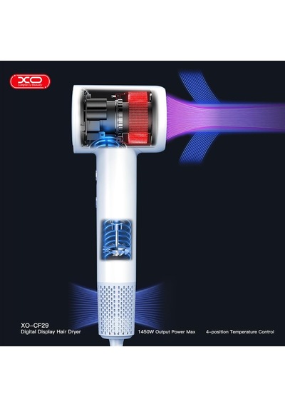 Dijital Ekranlı Saç Kurutma Makinesi 1600w Güçlü Fırçasız Motor, 3 Hız Ve 4 Sıcaklık Ayarı, Led Ambient