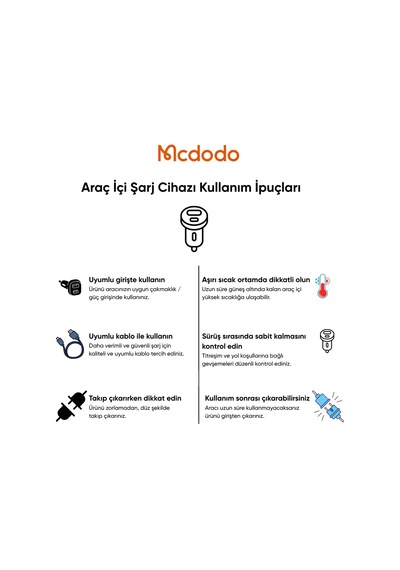 Mcdodo Cc-3190 Gana Serisi 130w 2c1a Araç İçi Çakmaklık Hızlı Şar