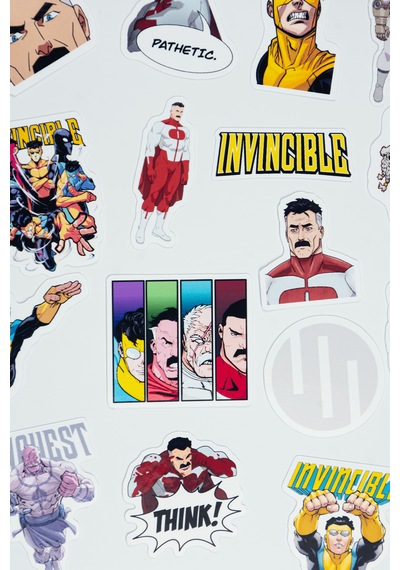 Invincible Temalı Sticker Paketi 20 Parça Yapışkanlı Kaliteli Su Geçirmez Etiket Seti Çok Renkli