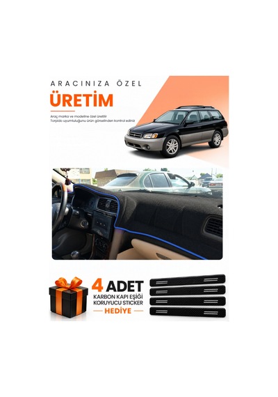 Subaru Outback 1998-2003 Uyumlu Torpido Koruma Örtüsü Oto Kılıfı - Siyah Mavi