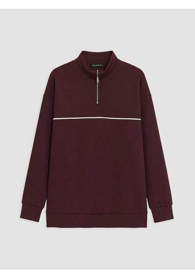 Lcw Modest Mürdüm Soft Touch Oversize Kadın Sweatshirt Tunik