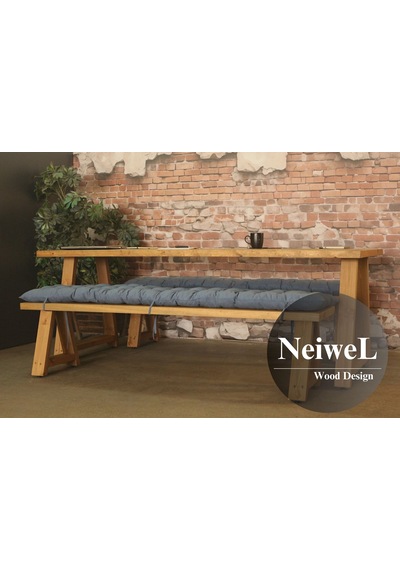 Neiwel Tier Doğal Ahşap Banklı Toplantı Masasıı x 80 x 200 Açık Ceviz