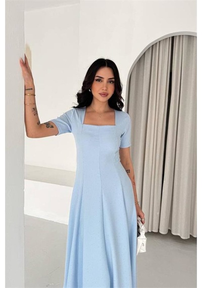 Neşeli Butik Kadın Bebe Mavi Taş Detaylı Kare Yaka Midi Boy Kısa Kollu Elbise Nbk4605 Bebe Mavisi Neşeli Butik Kadın Bebe Mavi Taş Detaylı Kare Yaka Midi Boy Kısa Kollu Elbise Nbk4605 Bebe Mavisi