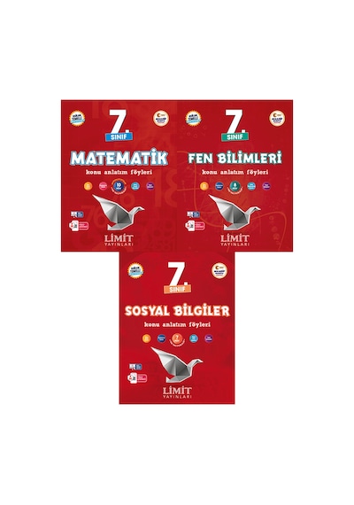 Limit 2027 7. Sınıf Matematik + Fen Bilimleri + Sosyal Bilgiler Konu Anlatım Föyleri Seti 3 Kitap Maarif Model