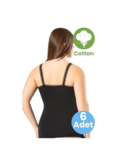 Tezzgelsin Kadın 6'lı Model Askılı Atlet Siyah