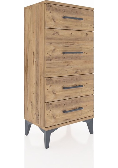 Arges Komodin 4 Çekmeceli 44x30x96 Çam-çam Çam