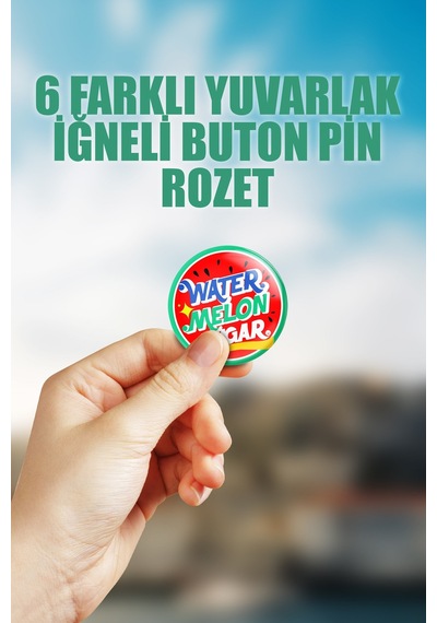 Twinkling Watermelon Çanta Süsü İğneli Buton Rozet Seti 6 Adet Altılı