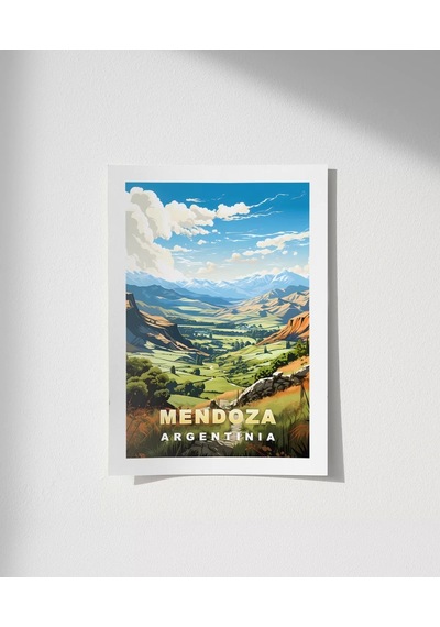 Çerçevesiz Poster Mendoza Dağ Manzarası Ve Yeşil Vadiler