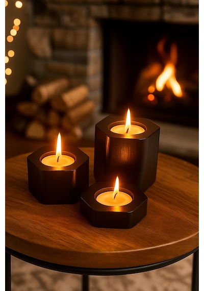 Dekoratif Tealight Mumluk Siyah Tealight