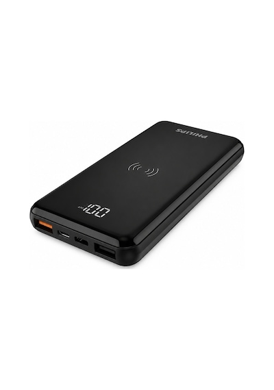 Philips DLP9520C/00 10000mAh Kablosuz Powerbank15W Qi Kablosuz Şarj, 20W PD USB-C, QC 3.0, LCD Ekran Siyah