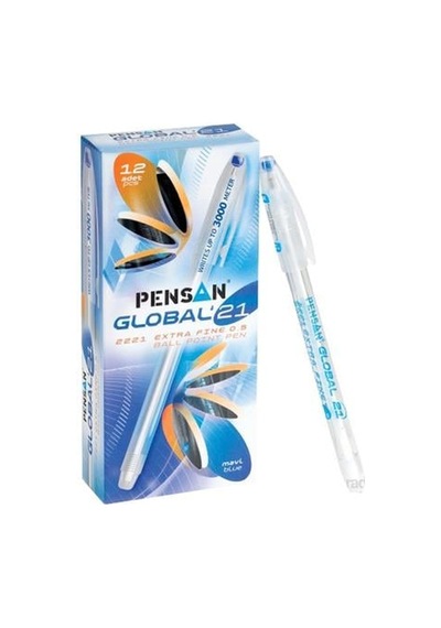 Tükenmez Kalem Pensan Global Mavi 12'li Paket Çok Renkli