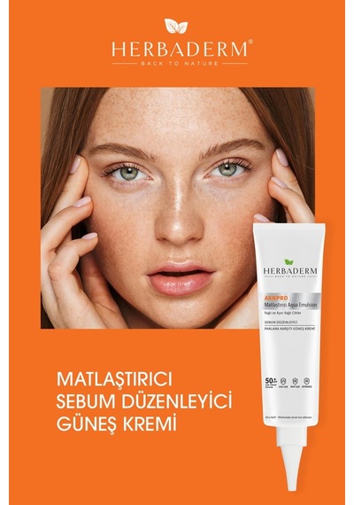 Herbaderm Aknpro Yağlı ve Akneye Meyilli Ciltler İçin Nemlendirici Güneş Kremi SPF50+ Şeffaf 40 ML