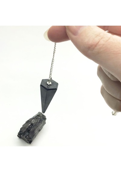 Doğal Şungit Taşı Pandül Sarkaç Shungite 218-6 Gümüş