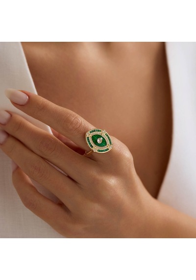 Emerald Vision 14 Ayar Altın Yüzük T14427 Renkli