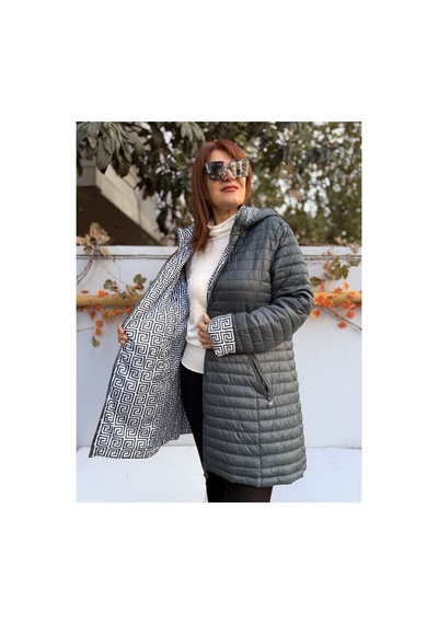 Denizege İtalyan Çift Taraflı Midi Mont Fendi Yeşil Yeşil