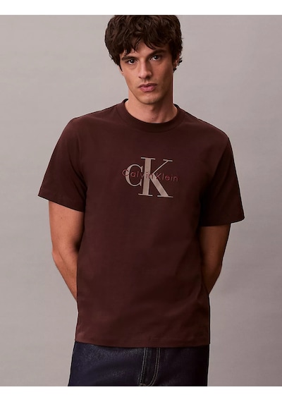 Erkek Normal Kesim Yuvarlak Yakalı Ck Logo Baskılı Pamuklu Kısa Kollu Kahverengi T-shirt Kahverengi Erkek Normal Kesim Yuvarlak Yakalı Ck Logo Baskılı Pamuklu Kısa Kollu Kahverengi T-shirt Kahverengi