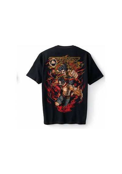 Bumeta Fire Fist Warrior Oversize Unisex Tişört T-shirt Siyah