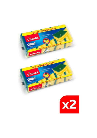 Vileda Yeşil Klasik Oluklu Bulasik Süngeri 2 x 5 'li