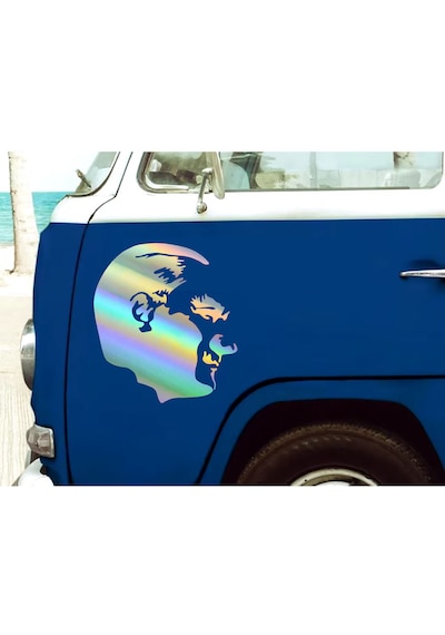Sticker Dizayn Atatürk Silüet Sticker - Araba Oto Motosiklet Karavan Cam Sticker - 00392 15x13 Cm
