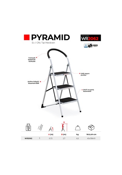 Çağsan WR2062 3 Basamaklı Pyramid Ev Tipi Merdiven