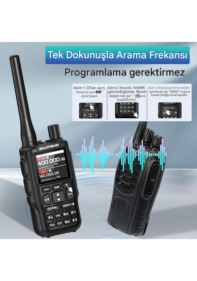 Baofeng Mını-5 Dual Band El Telsizi 2200mah Type-c Bataryalı Bluetooth Programlama Siyah