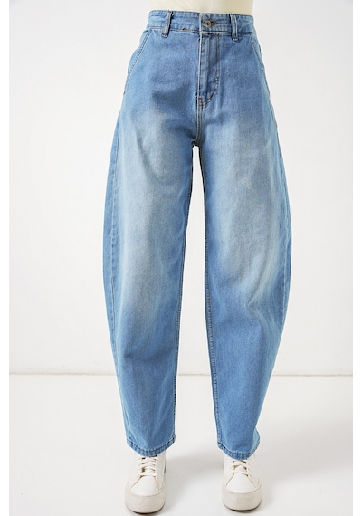 Bigdart 6689 Kadın Yüksek Bel Baggy Kot Pantolon - Açık Mavi
