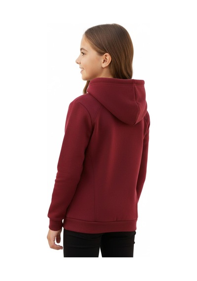 Kız Çocuk Bordo Kapüşonlu Cepli 3 İplik Sweatshirt Bgl-st04998 Bordo