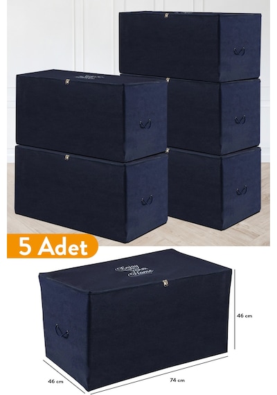 Serstil 5 Adet - Büyük Boy Lacivert Hurç - 74 X 46 X 46 Cm
