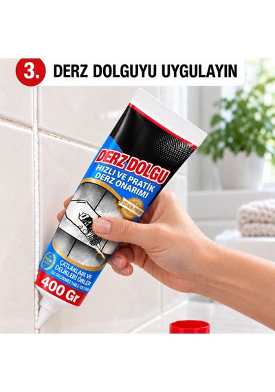 Fayans Seramik Arası Beyaz Hazır Derz Dolgusu 400 Gr + Derz Kazıyıcı Temizleyici 2'li Yenileme Seti