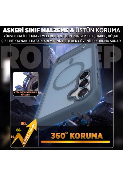 Frost-stand Samsung Galaxy S25 Fe İçin Kılıf Yatay Stantlı Manyetik Magsafe İle Uyumlu S25 Fe Koruyucu Darbeye Dayanıklı Arkası Sert Ve Yarı Saydam Samsung S25 Fe Kılıf Mavi