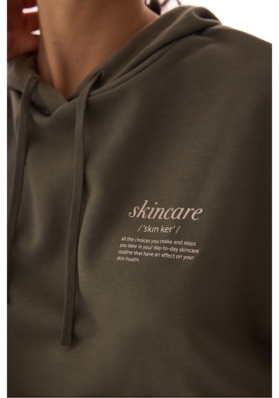Penti Haki Kapüşonlu Crop Sweatshirt