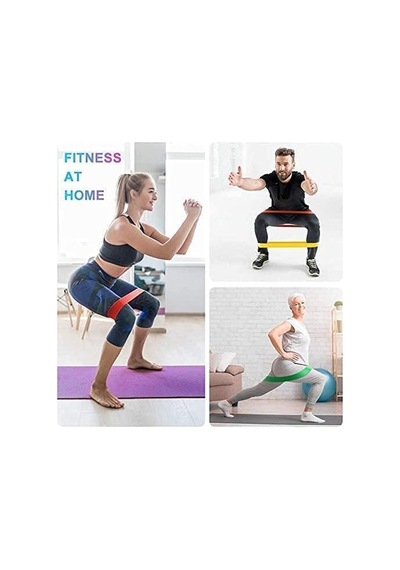 Premium 5 Adet Farklı Dirençte Pilates Squat Aerobik Bandı - Hafif,orta,sert Çalışma Lastiği-evde Spor Karın Çok Renkli