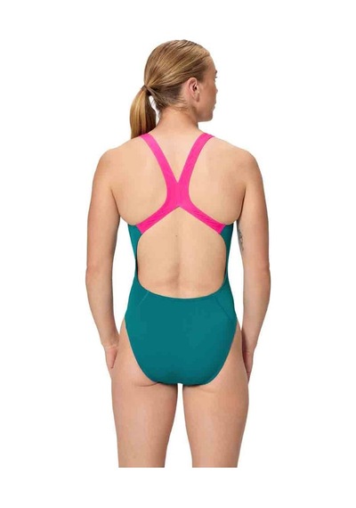 Speedo Solid Powerback One Piece Kadın Yüzücü Mayosu Yeşil