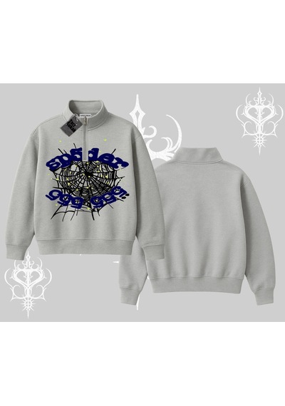 Startmore Beyaz Yarım Fermuarlı Sweatshirt Sp55der Gri
