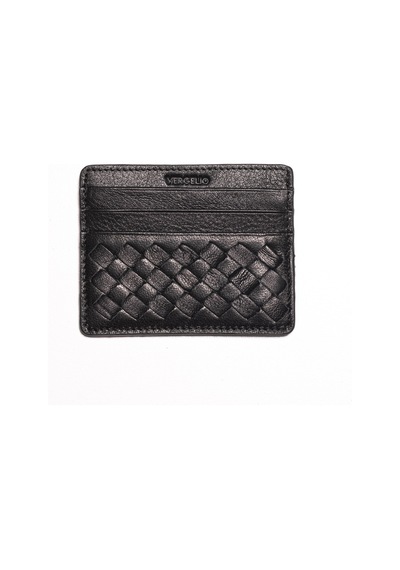 Black Cüzdan & Kartlık Erkek 845 Vergelio Knitting Wallet Card Holder Siyah