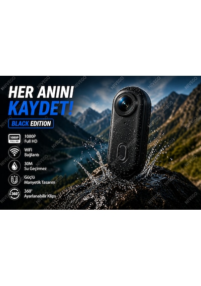 Nvg Mini Aksiyon Kamera Video Kaydedici 1080p Full Hd Wifi Klipsli Giyilebilir Taşınabilir Vücut Kamera Siyah