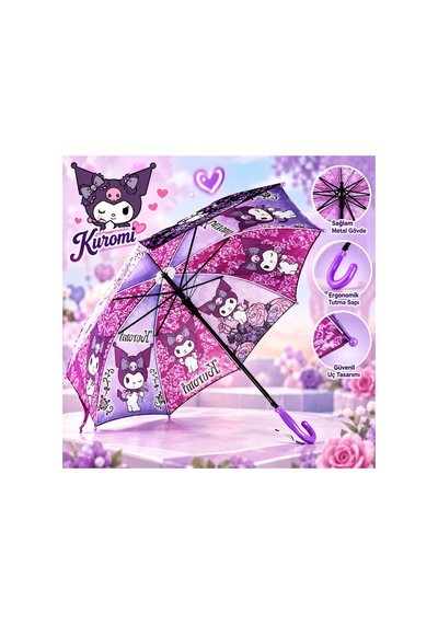 Ukb Kuromi Lisanslı Koruma Kılıflı Çocuk Şemsiye Mor
