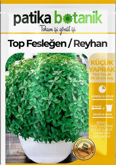 Patika Botanik 100 Adet Top Fesleğen - Top Reyhan Ocimum Basilicum Çiçek Tohumu