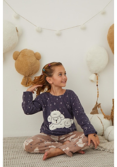Kız Çocuk Welsoft Polar Pijama Takımı 42006 Lacıvert