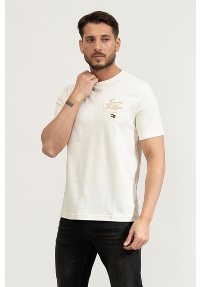 Tommy Hilfiger Erkek Bisiklet Yaka T-shirt Sarı Sarı