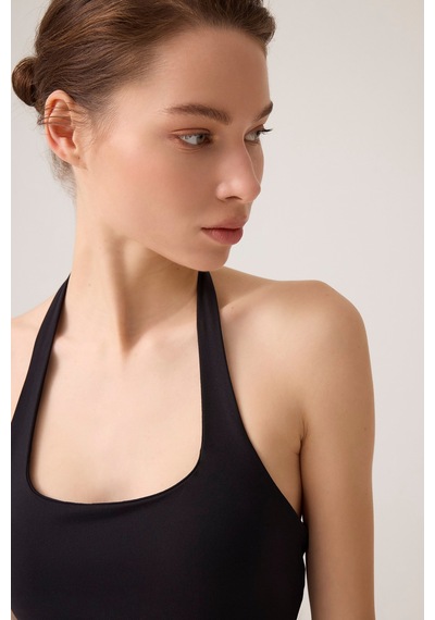 Los Ojos X Ece Siyah Halter Yaka Top Halter Tank Siyah Siyah