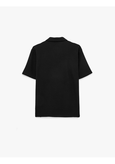 Koton Regular Fit Kısa Kollu Waffle Dokulu Yarım Fermuarlı Polo Yaka Tişört Siyah 6sam10289mk