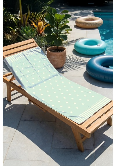 Puantiyeli Mint Yeşili Plaj Havlusu - Minimalist Çizgili Modern Hızlı Kuruyan Mikrofiber Havlu Örtü Çiy Ada