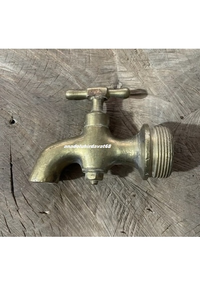 Dmr El Yapımı Pirinç Antika Musluk Eski Bahçe Musluğu Hamam Musluğu 1930 Sarı