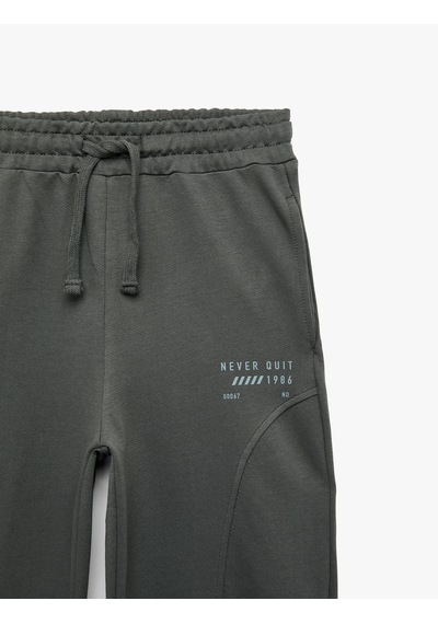 Koton Beli Bağlamalı Baskı Detaylı Cepli Şardonlu Oversize Eşofman Altı Antrasit 7wkb40071tk