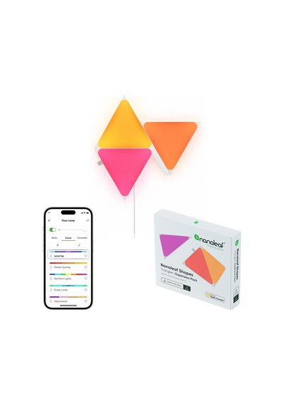 Nanoleaf Üçgen Akıllı Rgbw Duvar Paneli Genişletme Paketi App Kontrollü, 3 Parça, Beyaz, Google Home RGB