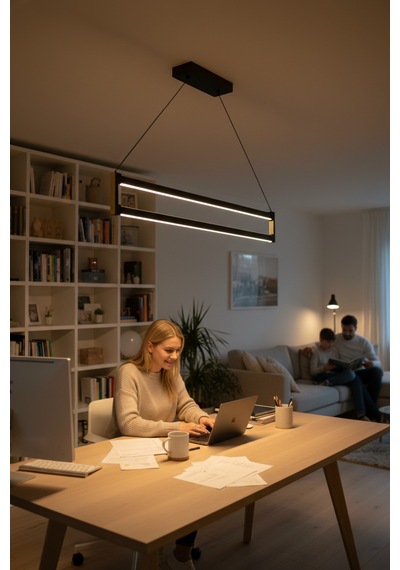 Orion Silver Lineer Led Sarkıt Avize Kumandalı Dim Edilebilir Aşağı Işık Sarı Işık