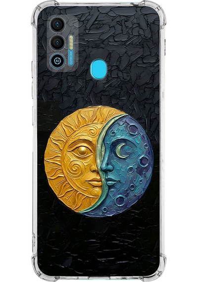 Tecno Spark 7 İle Uyumlu Köşe Korumalı Kılıf Metamorfoz Ekinoks Tasarımlı Uv Baskılı Şeffaf