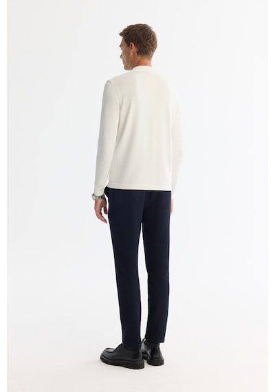 Avva Erkek Ekru Fermuarlı Polo Yaka Rayon Tüylenmeyen Regular Fit Triko Kazak A42y5009