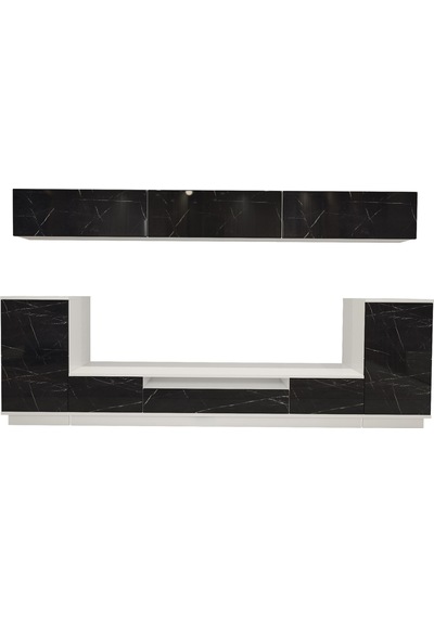 Decoraktiv Trendstyle 9s Mdf Tv Ünitesi Tv Sehpası Beyaz - Siyah Mermer
